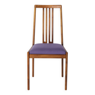 1 of 11 Vintage Chairs by Lübke – 1960s-70s Beech Wood & Violet Textile