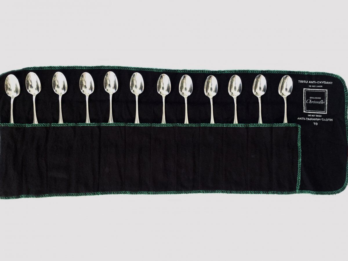 12 moka spoons Christofle alfenide pompadour