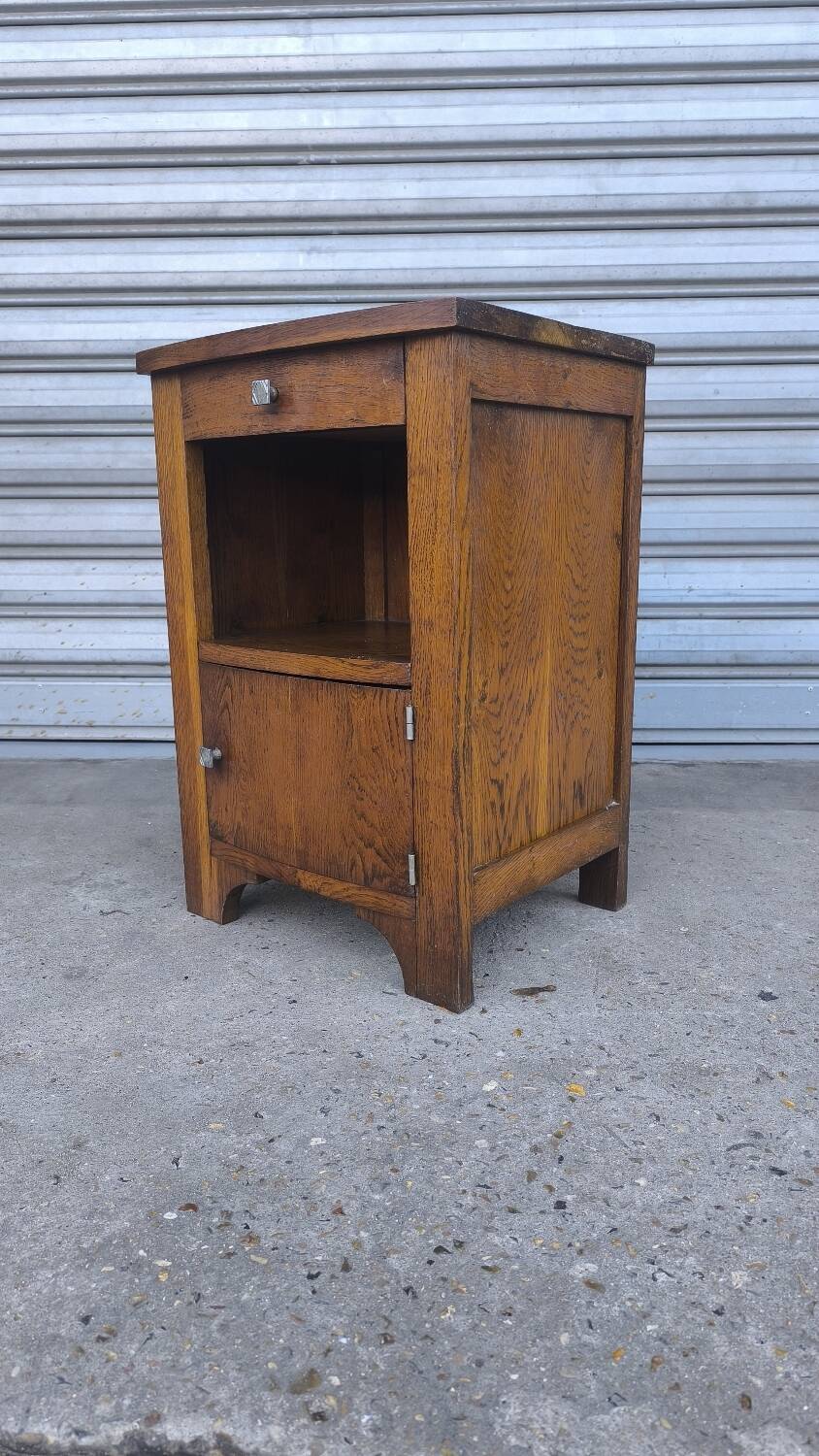 Art Deco bedside table in solid oak