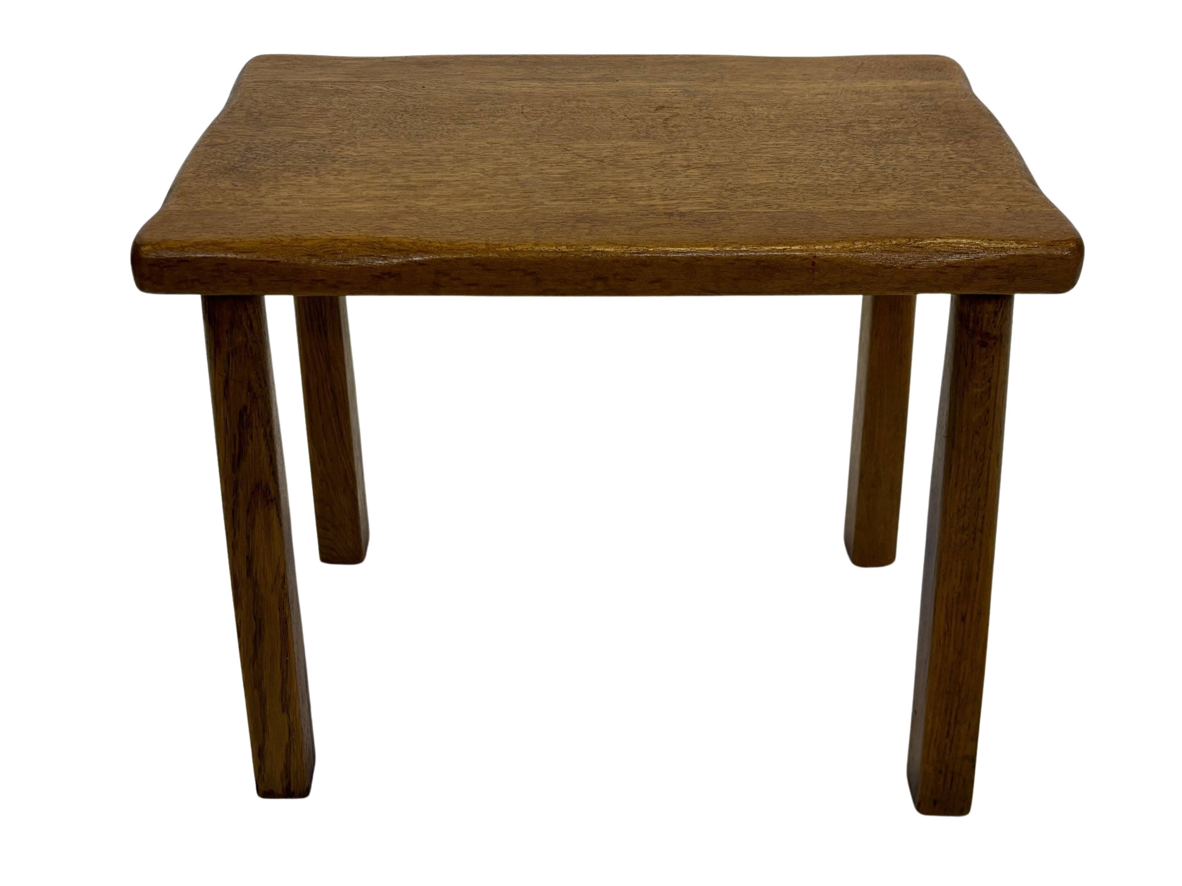 Vintage Set of 3 brutalist oak side or nesting tables 1970s