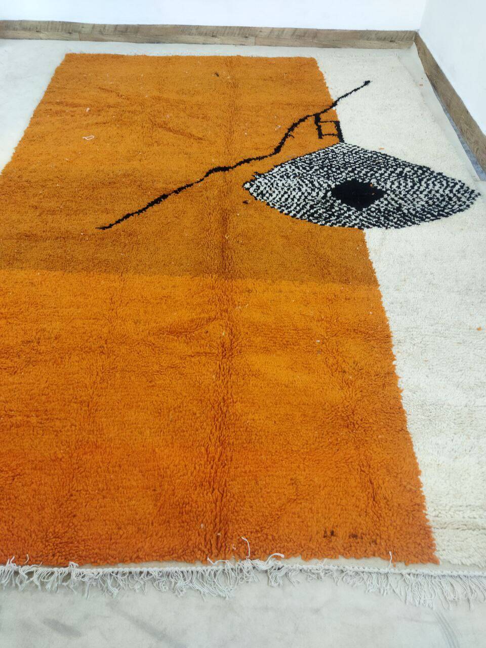 Moroccan handmade artisanal berber carpet magic orange eye 287 x 184 cm
