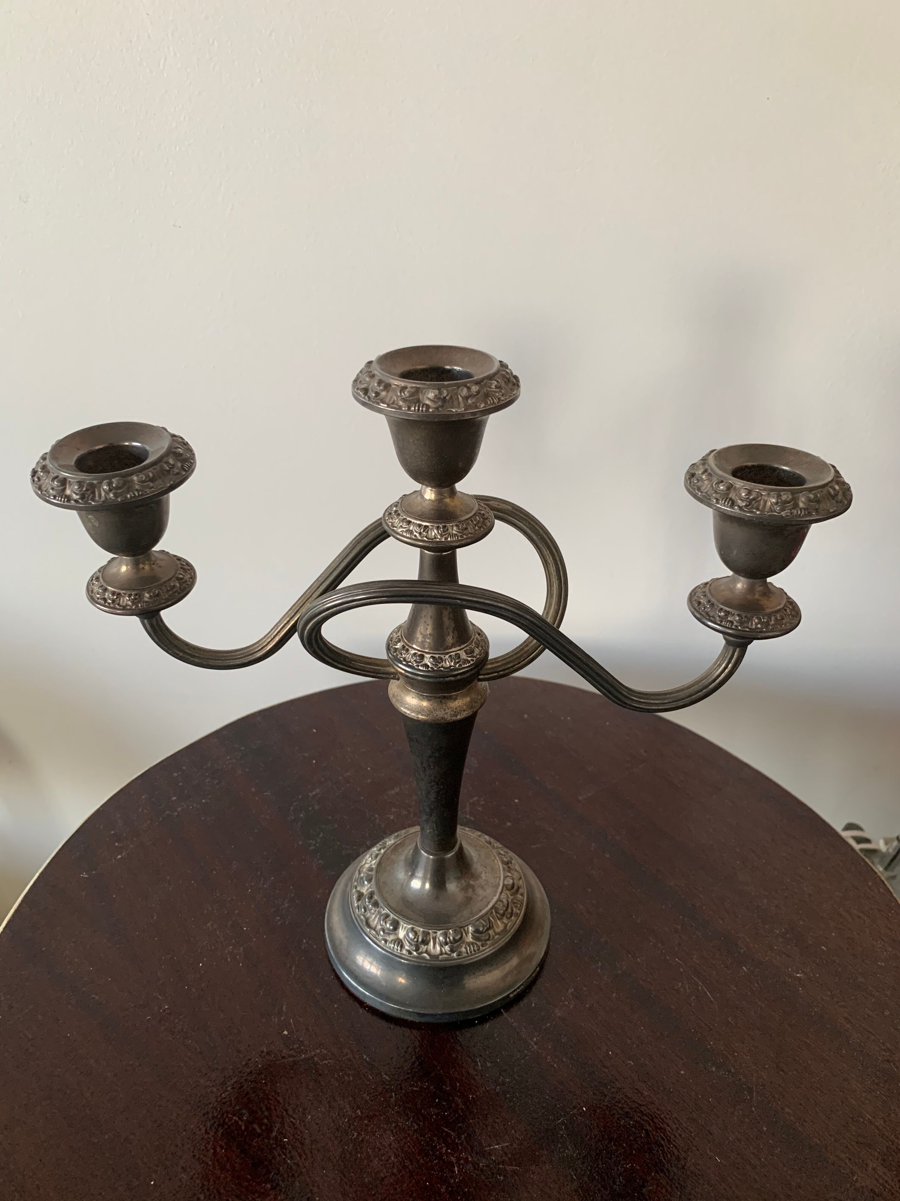 Bougeoir, silver metal candelabra