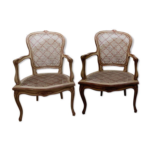 Paire de fauteuils cannés de style louis XV — Beyit