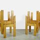 🟡 Vintage pine brutalist dining table chairs, Ate van APELDOORN, 1970s