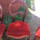 lot of 4 chairs Castle Chippendale, Louis XV late 1800s red velvet