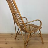 50s rattan chair, high-back basket