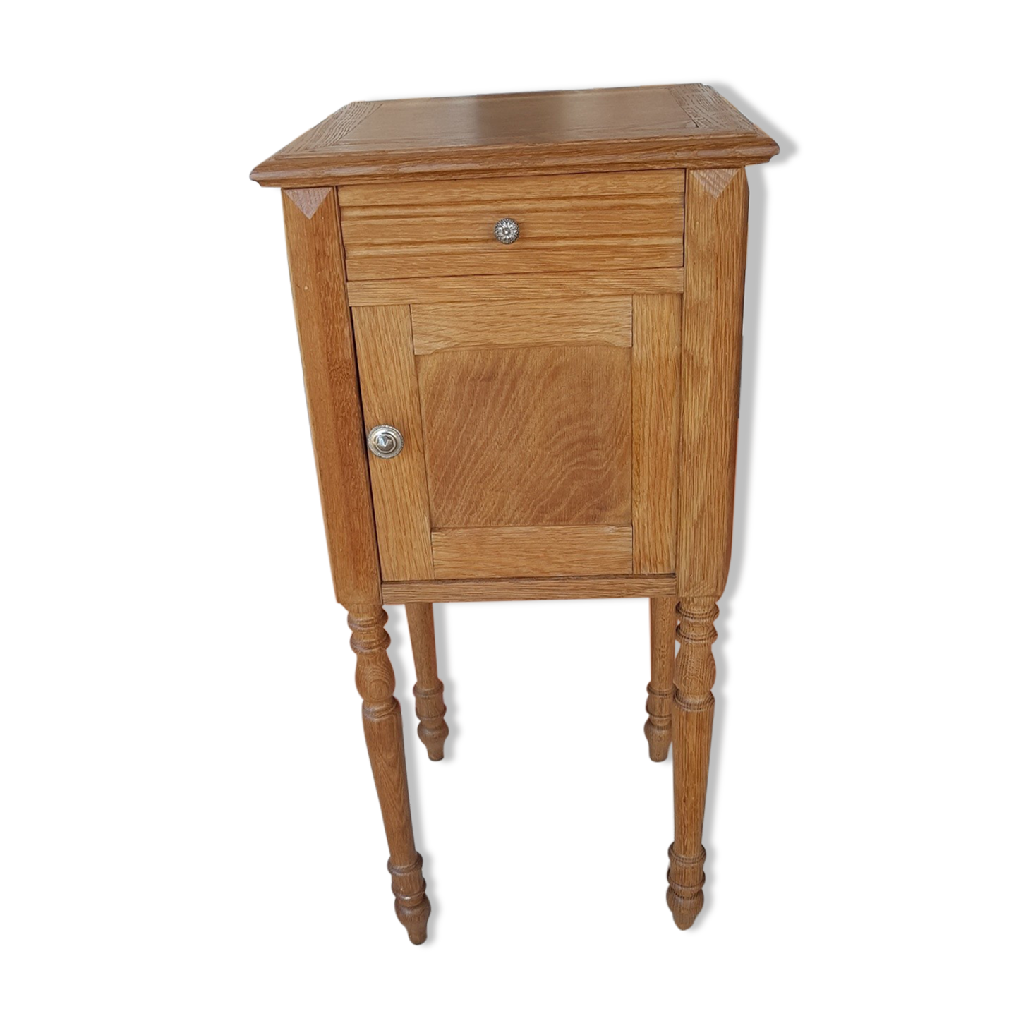 Old bedside nightstand solid oak