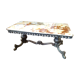 Wrought iron coffee table, marble top