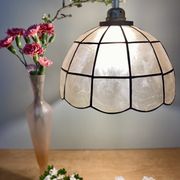 Vintage suspension lamp in mother-of-pearl and brass