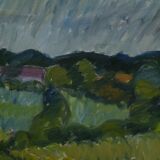 Knut lindström, swedish modern painting, 1954, oil on canvas, framed