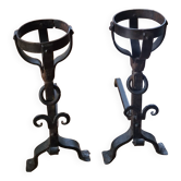 Pair of wrought iron andirons by Landier from the 17th century.