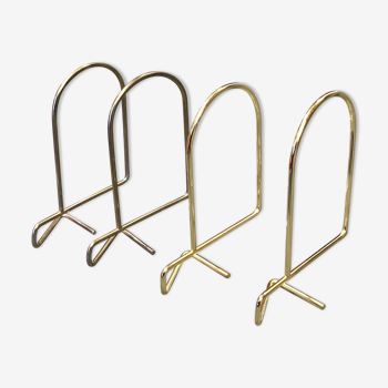 Set of 4 Vintage gold color Bookends made of wire metal  Designed by Kajsa & Nisse Strinning for Str