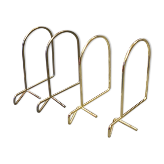 Set of 4 Vintage gold color Bookends made of wire metal  Designed by Kajsa & Nisse Strinning for Str