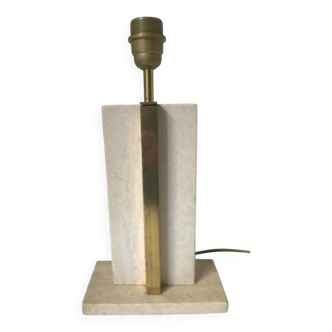 Pied de lampe en travertin et laiton doré