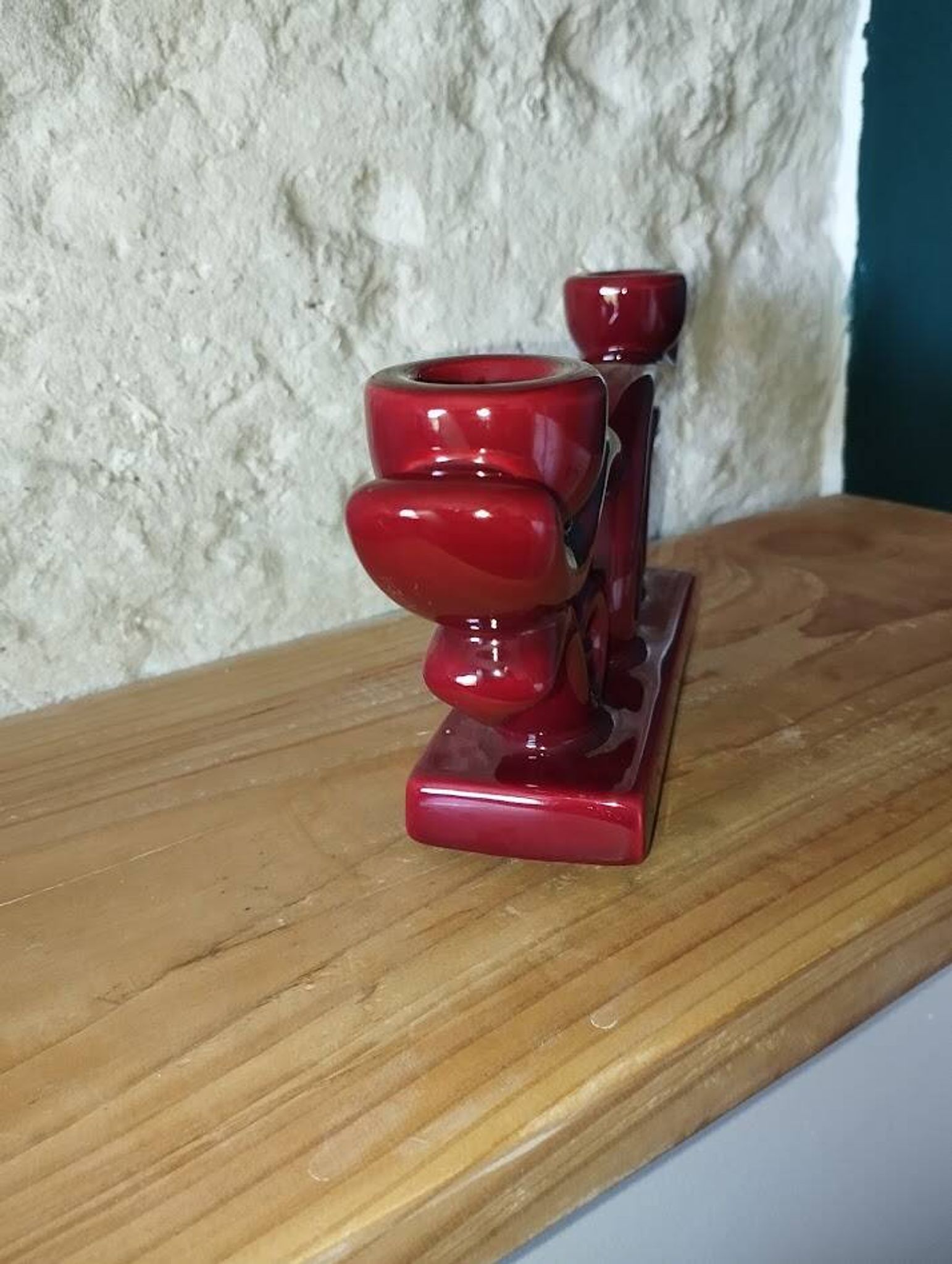 Bougeoir en céramique barbotine