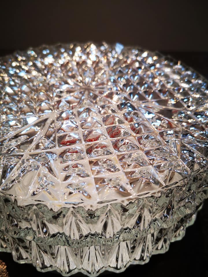 Vintage old glass ceiling lamp 1960/70 Ø 19.5 cm