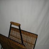Rattan magazine rack from the 1950s