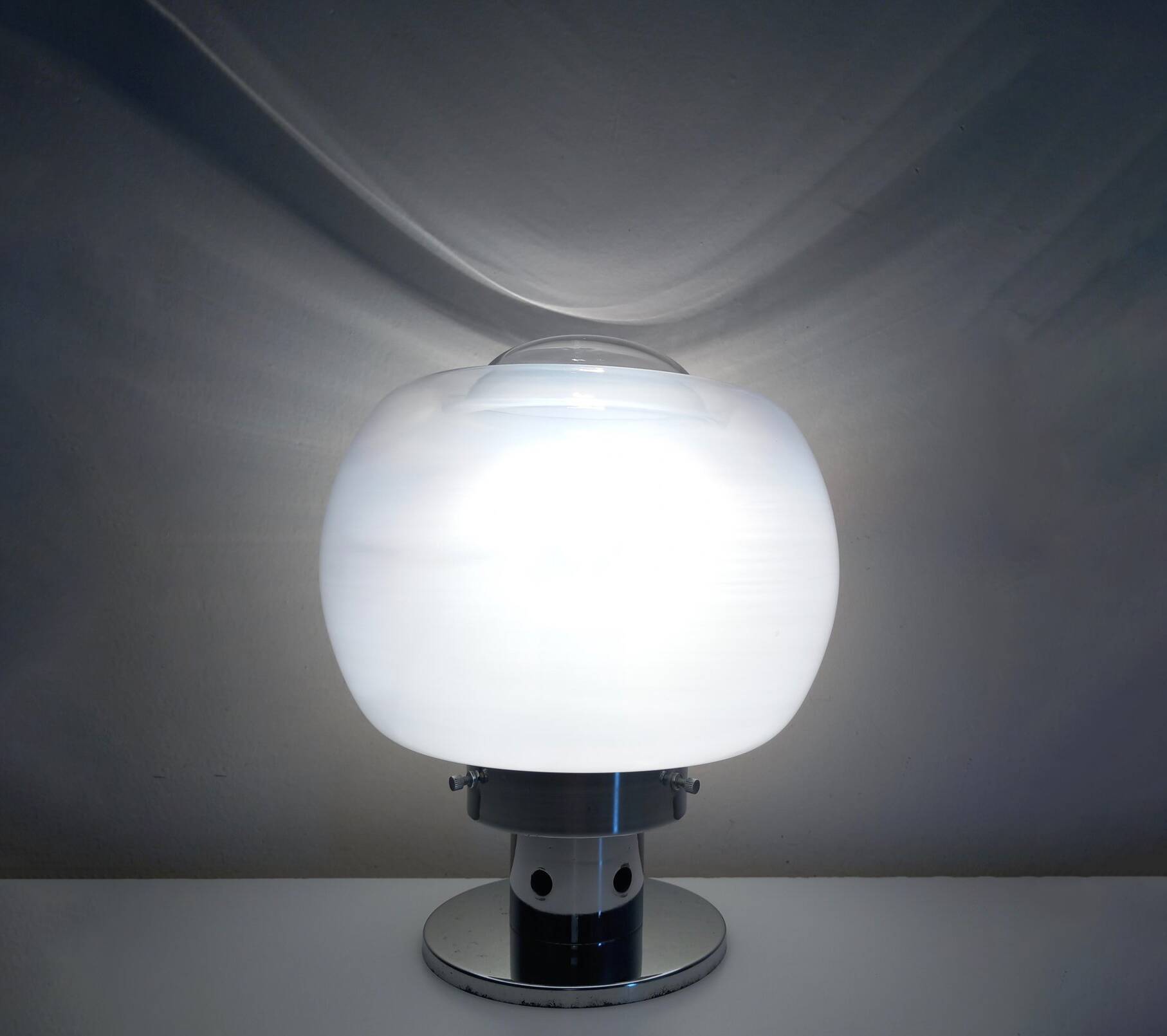 Vintage Table Lamp • Steel & Glass • Murano • Space Age • 1970