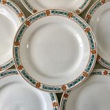 set of 6 flat plates Terre de Fer St Amand model "Molière" XXth