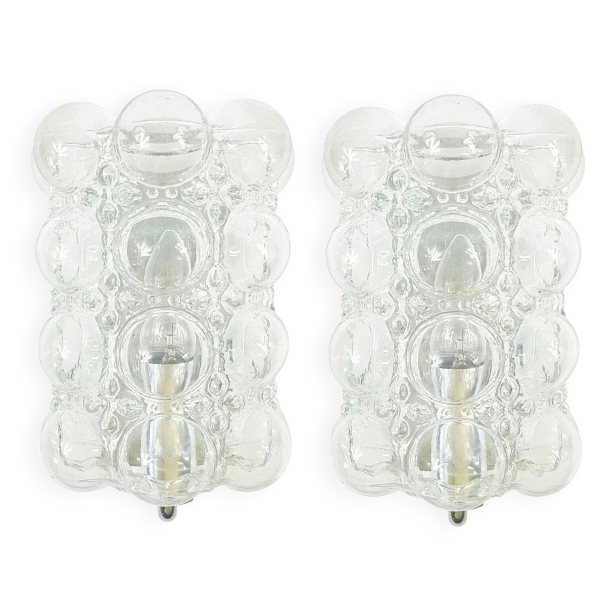 Paire d'appliques murales en verre bullé du milieu du siècle par H. Tynell pour Limburg, années 1960