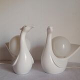 Pair of swan table lamps