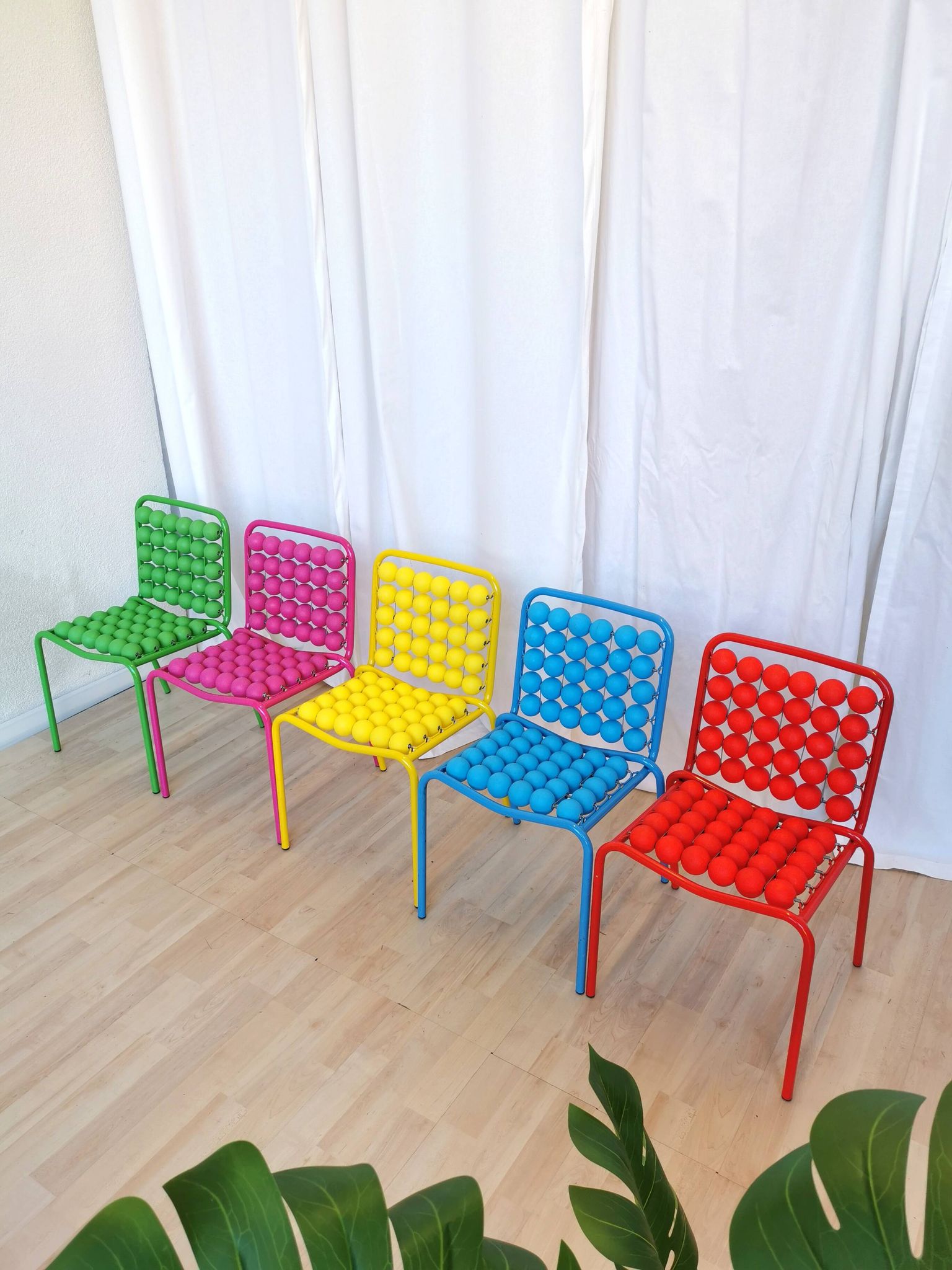 Set of 5 Vintage Pop Art Kids Chairs: SLOG Croatia 1980s