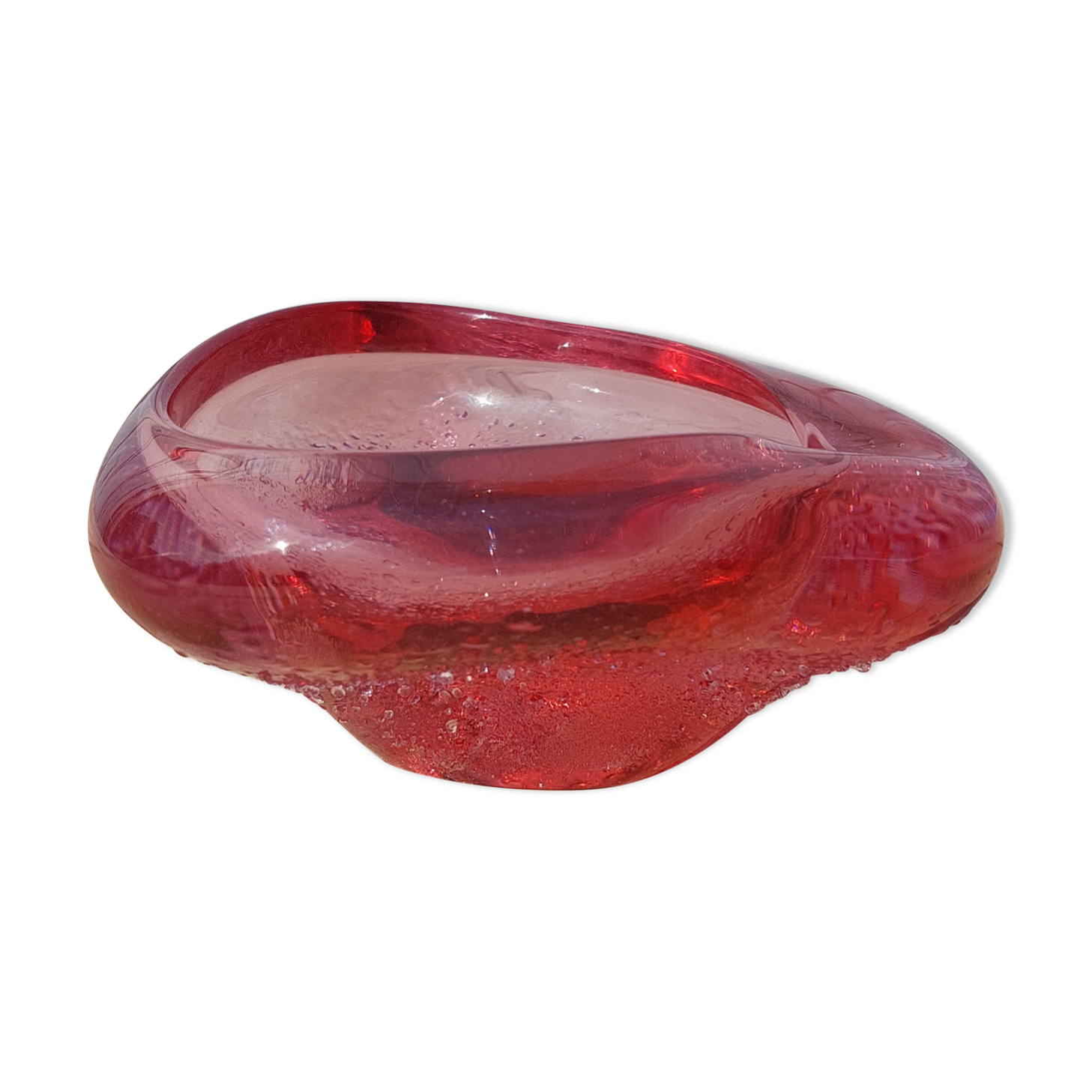 Empty pink blown glass pocket