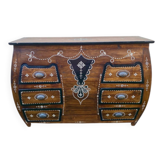 Syrian curved commode with mother-of-pearl marquetry.
