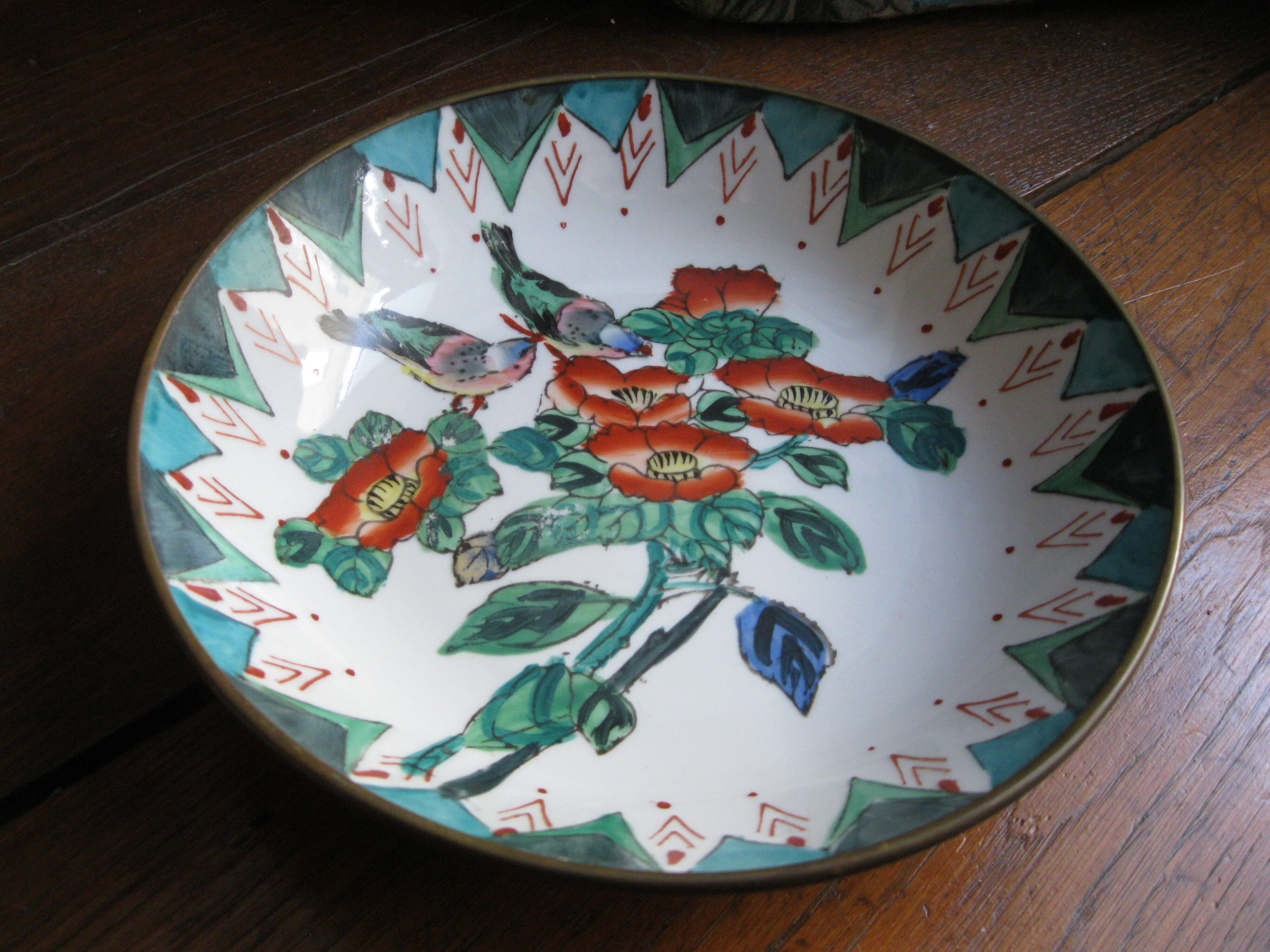 Chinese decorative plate brass-mounted