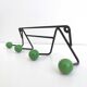 Coat rack zig-zag hooks balls green wood