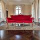 Vintage red baroque armchair / three-seater sofa