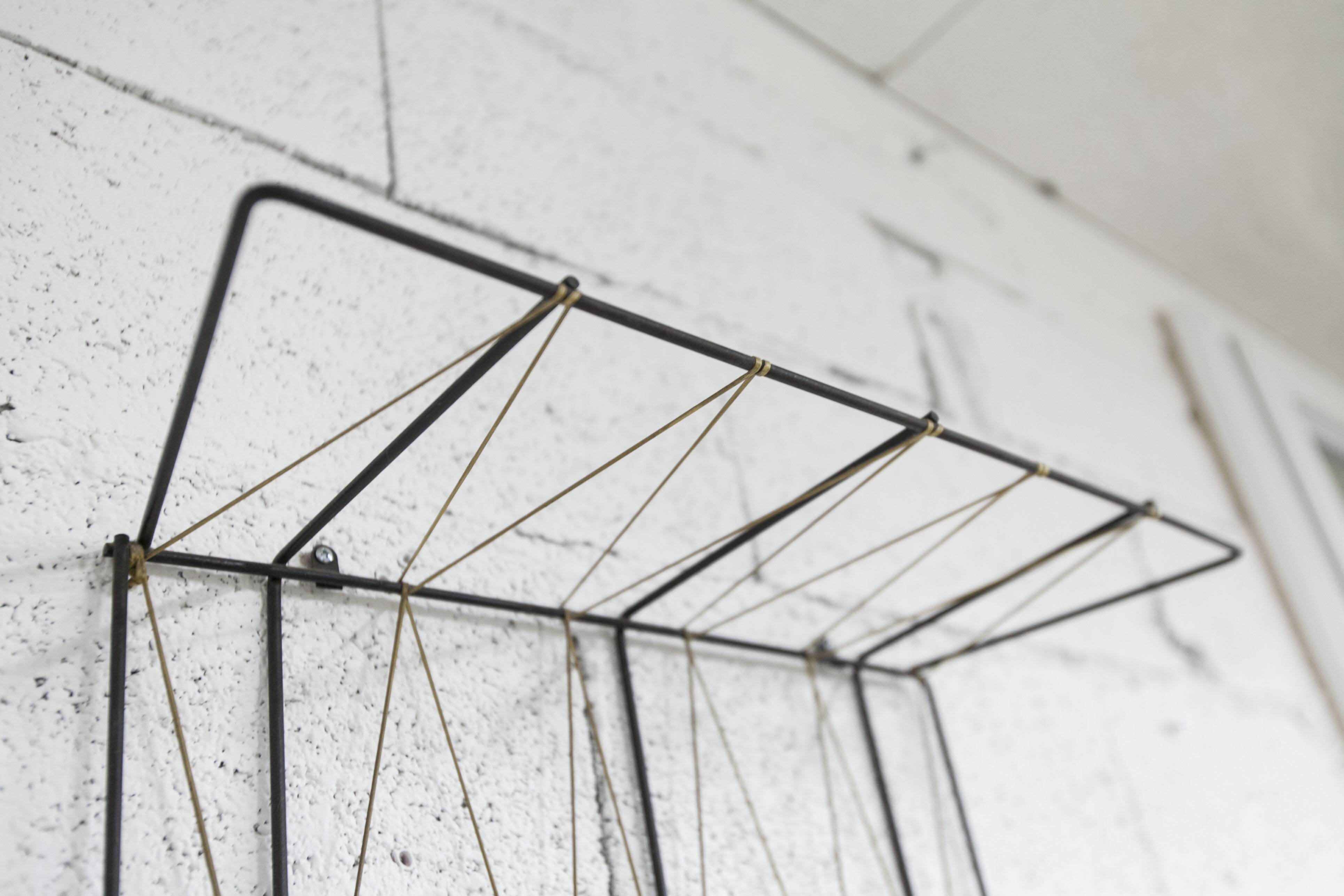 Black steel coat rack and scoubidou wire 1960