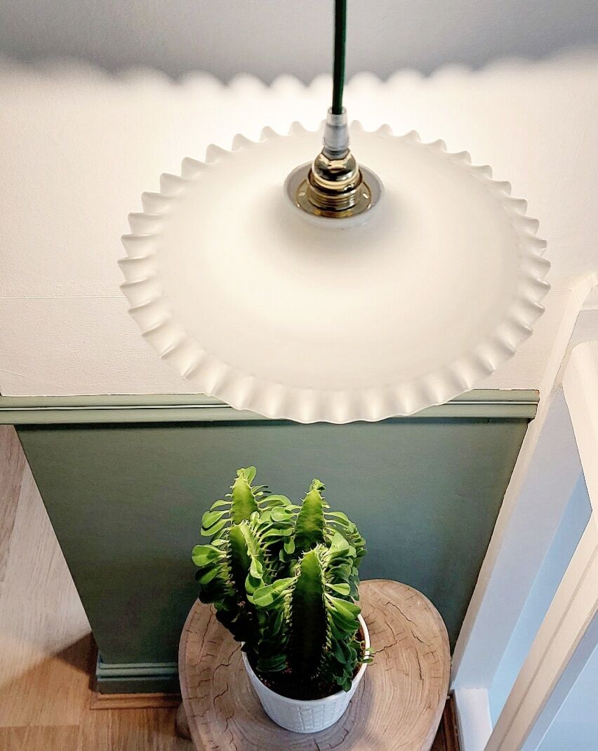 Vintage white opaline pendant lamp