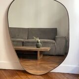 Miroir trapèze irrégulier organique laiton noir minimaliste 90x140cm