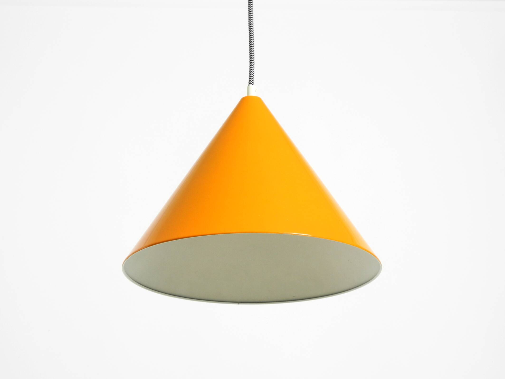 Original 1970s orange metal pendant lamp by Louis Poulsen model Billiard