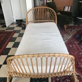 Wicker bed with mattress