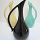 Three ceramic enamels design 60s soliflores black yellow green
