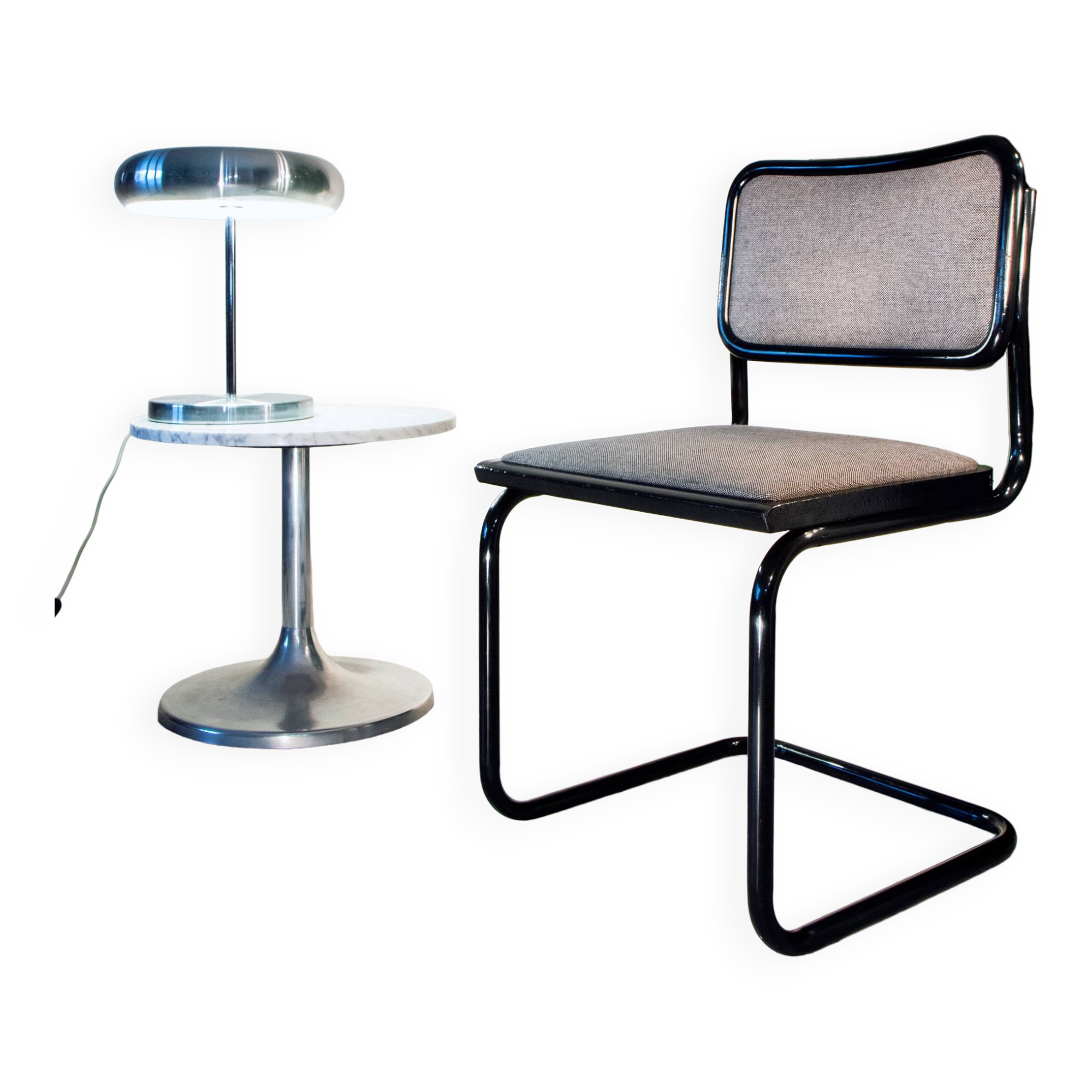 Cesca B32 chair, black and heather gray, Italian edition