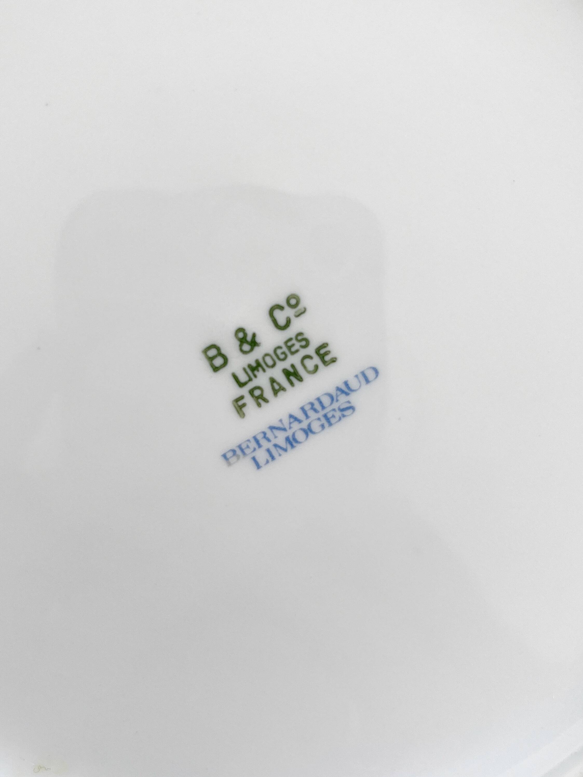 4 porcelain dessert plates with floral decoration by Bernardaud Limoges