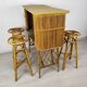 Vintage rattan bar and stools