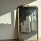 Large gilded mirror 19th century rounded corners mercury glass Louis XVI style