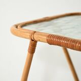 Bamboo Coffee Table with Frosted Glass