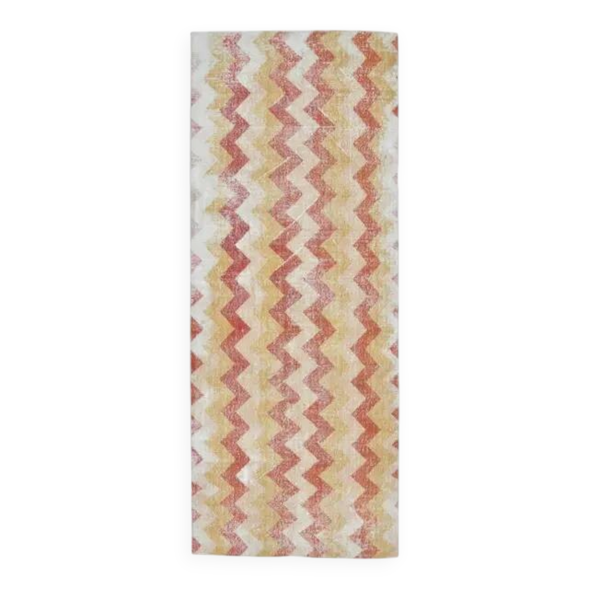 Vintage Chevron Yellow Turkish Hand-Knotted Tribal Runner 111x281