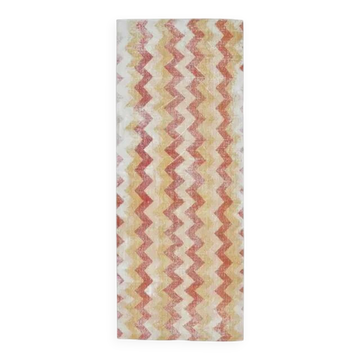 Vintage Chevron Yellow Turkish Hand-Knotted Tribal Runner 111x281