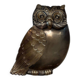 Vide-Poche Hibou en Laiton à Décor Ciselé de Plumes. Travail Italien dans l