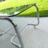 70s chrome and glass tubular frame coffee table