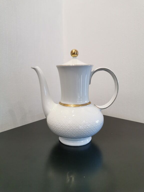 Théière blanche et dorée Bavaria