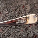 Silver-plated metal scallop butter dish and white glass bowl