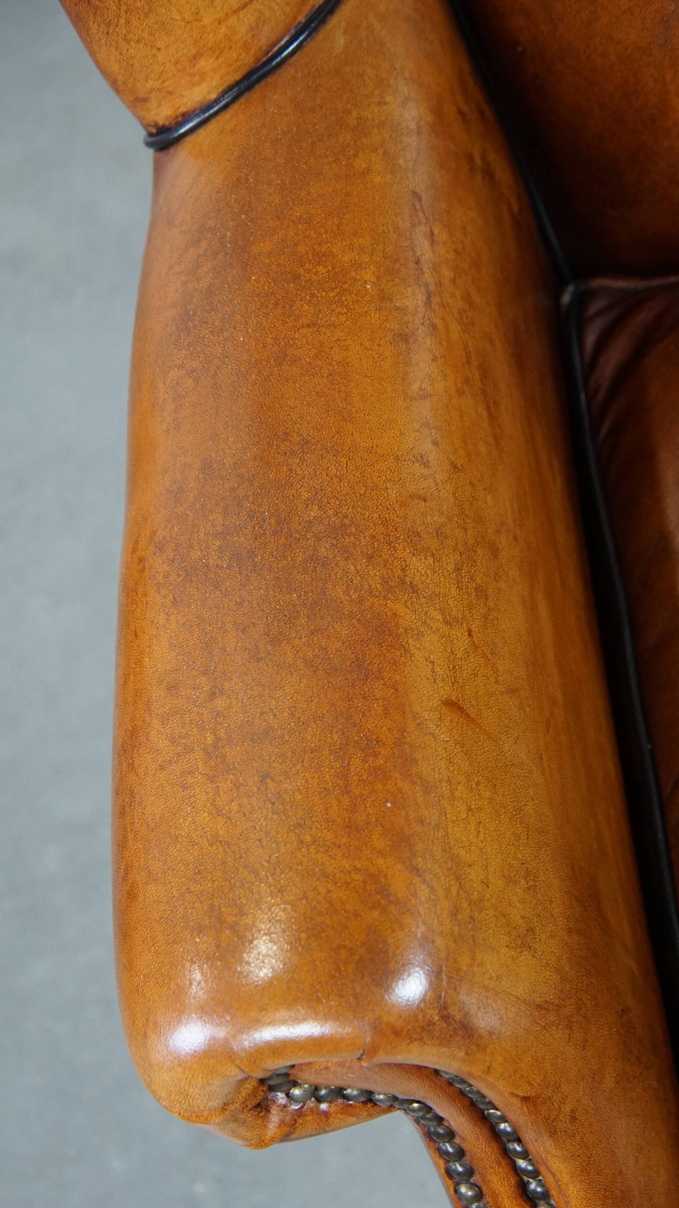 Sheep leather wingback chair