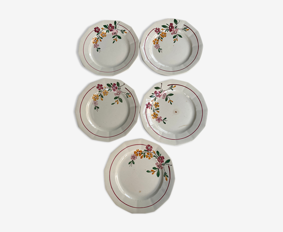 Ensemble de 5 assiettes anciennes Sarreguemines Bitche